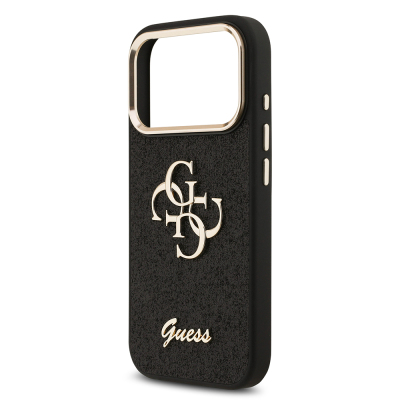 Apple iPhone 17 Pro Case Guess Original Licensed 4G Large Metal Camera Frame and Logo Glitter Cover - 17