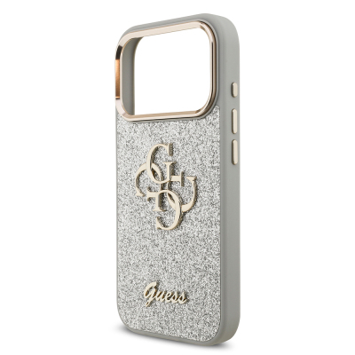 Apple iPhone 17 Pro Case Guess Original Licensed 4G Large Metal Camera Frame and Logo Glitter Cover - 31