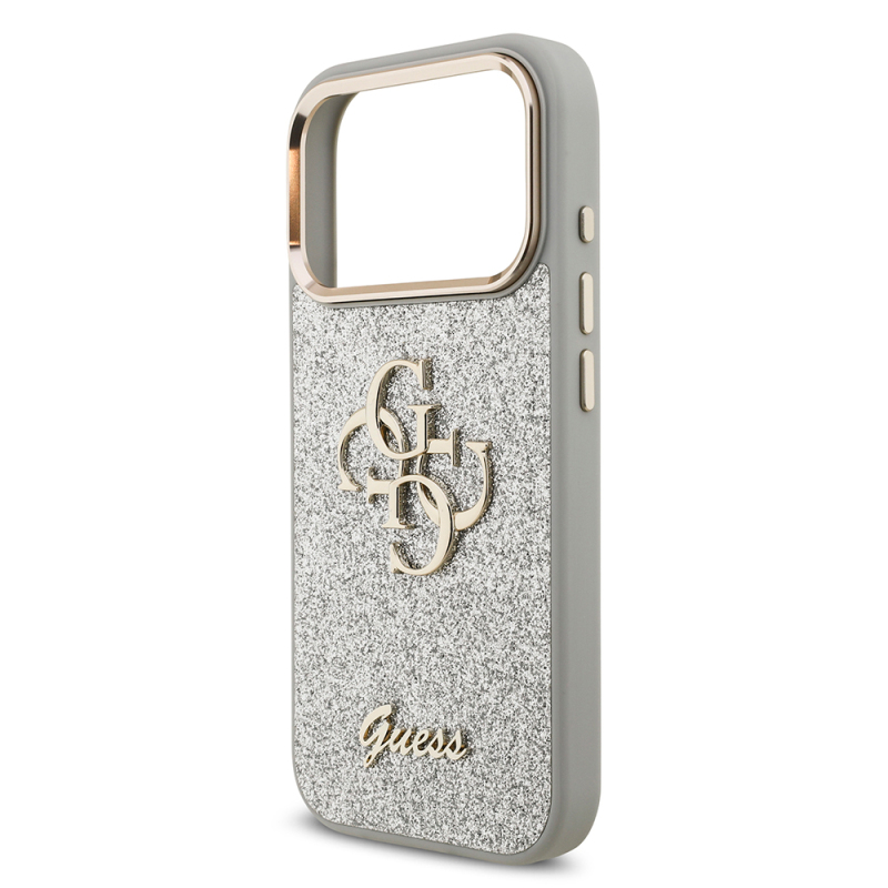 Apple iPhone 17 Pro Case Guess Original Licensed 4G Large Metal Camera Frame and Logo Glitter Cover - 31