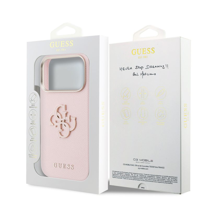 Apple iPhone 17 Pro Case Guess Original Licensed 4G Large Metal Camera Frame PU Leather Resin Cover - 9