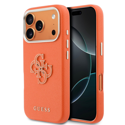 Apple iPhone 17 Pro Case Guess Original Licensed 4G Large Metal Camera Frame PU Leather Resin Cover - 25