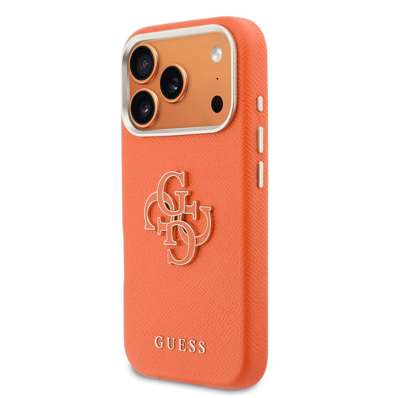 Apple iPhone 17 Pro Case Guess Original Licensed 4G Large Metal Camera Frame PU Leather Resin Cover - 26