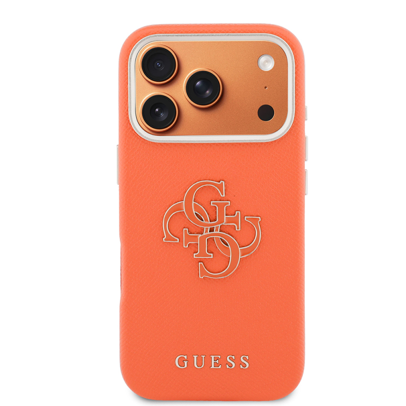 Apple iPhone 17 Pro Case Guess Original Licensed 4G Large Metal Camera Frame PU Leather Resin Cover - 27