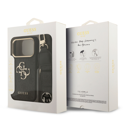 Apple iPhone 17 Pro Case Guess Original Licensed 4G Large Metal Logo Thick Strap Cover - 10