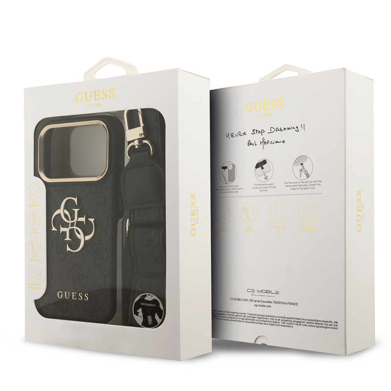 Apple iPhone 17 Pro Case Guess Original Licensed 4G Large Metal Logo Thick Strap Cover - 10