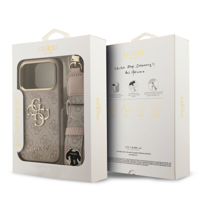 Apple iPhone 17 Pro Case Guess Original Licensed 4G Large Metal Logo Thick Strap Cover - 20