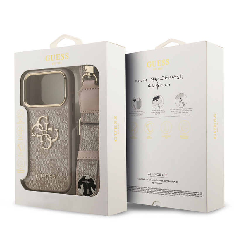 Apple iPhone 17 Pro Case Guess Original Licensed 4G Large Metal Logo Thick Strap Cover - 20