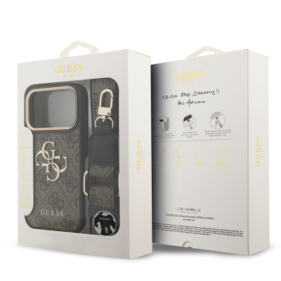 Apple iPhone 17 Pro Case Guess Original Licensed 4G Large Metal Logo Thick Strap Cover - 28