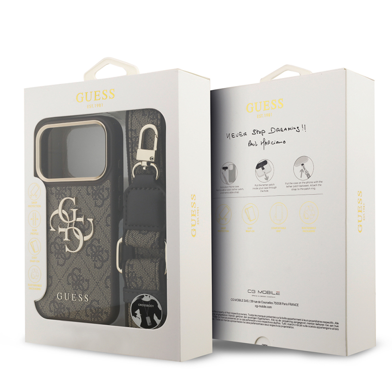 Apple iPhone 17 Pro Case Guess Original Licensed 4G Large Metal Logo Thick Strap Cover - 28