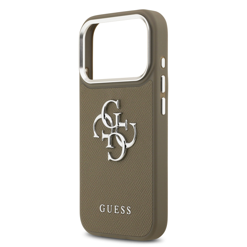 Apple iPhone 17 Pro Case Guess Original Licensed Grained 4G Metal Large Logo Cover - 7