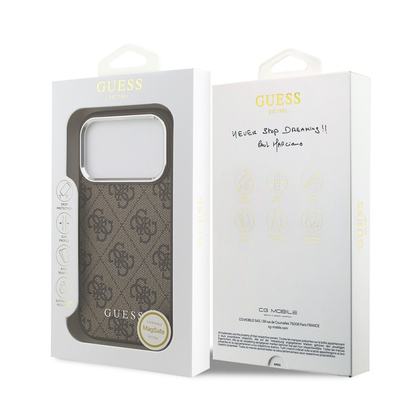 Apple iPhone 17 Pro Case Guess Original Licensed M-safe Charging Feature 4G Classic Text Logo Cover - 17