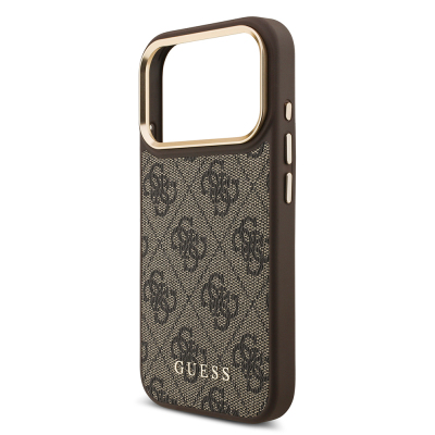 Apple iPhone 17 Pro Case Guess Original Licensed M-safe Charging Feature 4G Metal Large Logo Card Holder Cover - 17