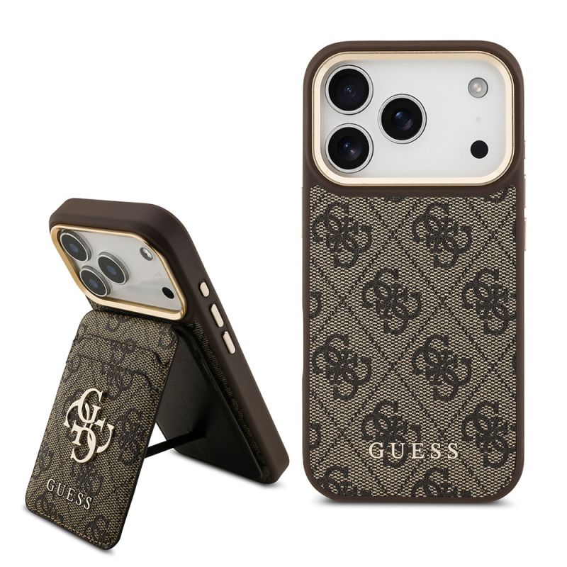 Apple iPhone 17 Pro Case Guess Original Licensed M-safe Charging Feature 4G Metal Large Logo Card Holder Cover - 3