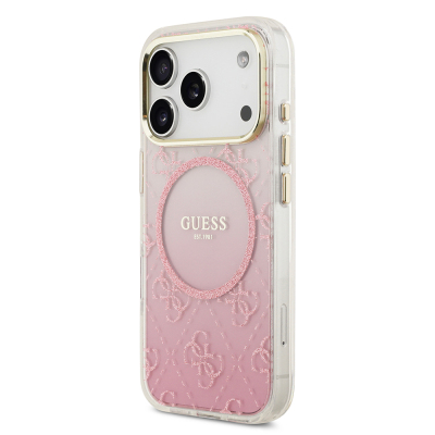 Apple iPhone 17 Pro Case Guess Original Licensed M-safe Charging Feature 4G Patterned Glitter Silicone Cover - 5