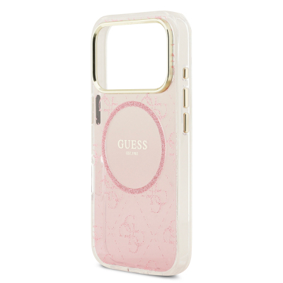 Apple iPhone 17 Pro Case Guess Original Licensed M-safe Charging Feature 4G Patterned Glitter Silicone Cover - 9