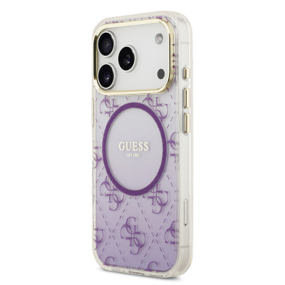 Apple iPhone 17 Pro Case Guess Original Licensed M-safe Charging Feature 4G Patterned Glitter Silicone Cover - 11