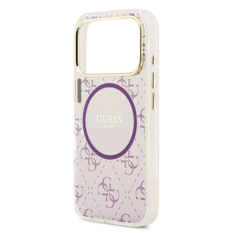 Apple iPhone 17 Pro Case Guess Original Licensed M-safe Charging Feature 4G Patterned Glitter Silicone Cover - 15