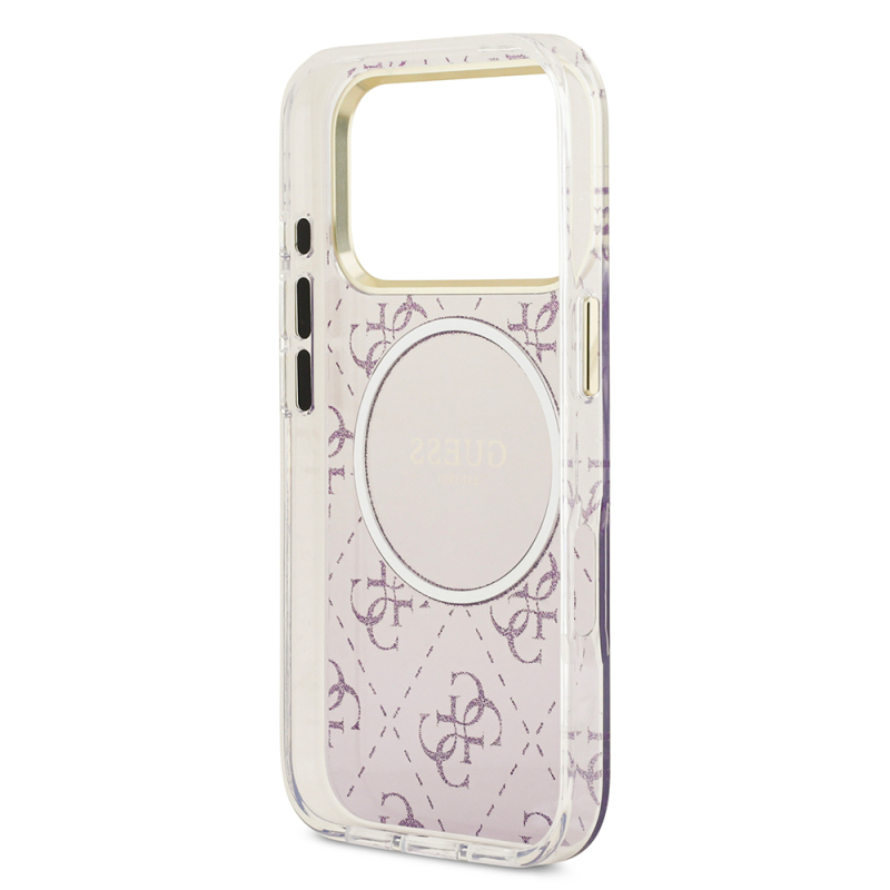 Apple iPhone 17 Pro Case Guess Original Licensed M-safe Charging Feature 4G Patterned Glitter Silicone Cover - 16