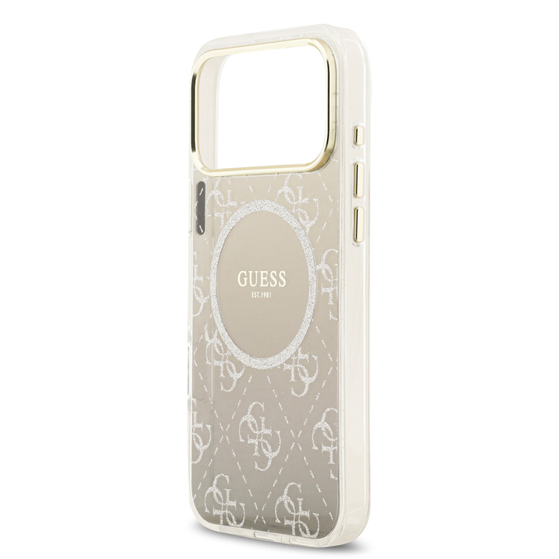 Apple iPhone 17 Pro Case Guess Original Licensed M-safe Charging Feature 4G Patterned Glitter Silicone Cover - 21