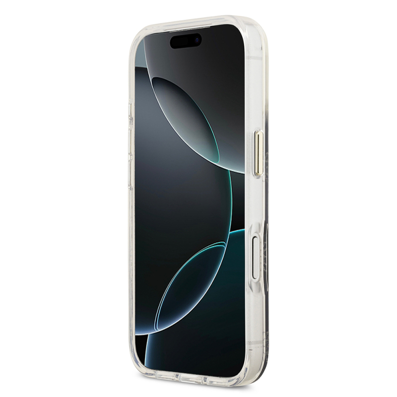 Apple iPhone 17 Pro Case Guess Original Licensed M-safe Charging Feature Glittery Peony Patterned Silicone Cover - 7