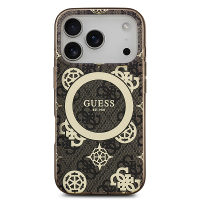 Apple iPhone 17 Pro Case Guess Original Licensed M-Safe Charging Feature IML Peony and 4G Patterned Classic Logo Cover - 12