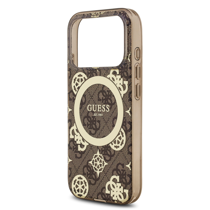 Apple iPhone 17 Pro Case Guess Original Licensed M-Safe Charging Feature IML Peony and 4G Patterned Classic Logo Cover - 15