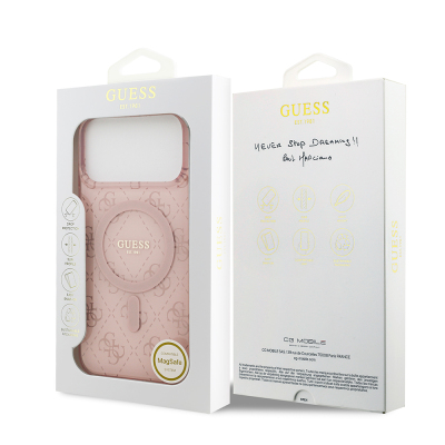 Apple iPhone 17 Pro Case Guess Original Licensed M-Safe Charging Feature IML Printed Classic Logo 4G Patterned Cover - 16