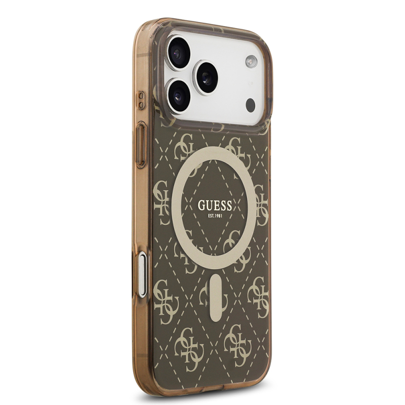 Apple iPhone 17 Pro Case Guess Original Licensed M-Safe Charging Feature IML Printed Classic Logo 4G Patterned Cover - 12
