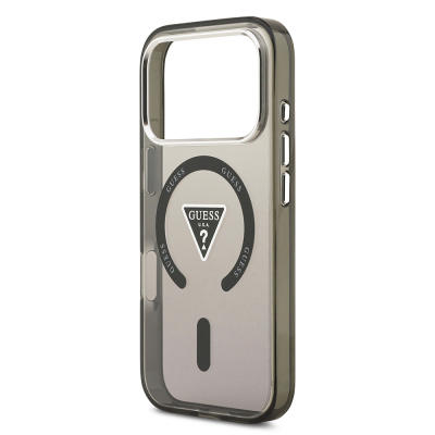 Apple iPhone 17 Pro Case Guess Original Licensed M-Safe Charging Feature IML Printed Triangle Logo Metal Camera Frame Cover - 8