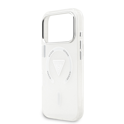 Apple iPhone 17 Pro Case Guess Original Licensed M-Safe Charging Feature IML Printed Triangle Logo Metal Camera Frame Cover - 14