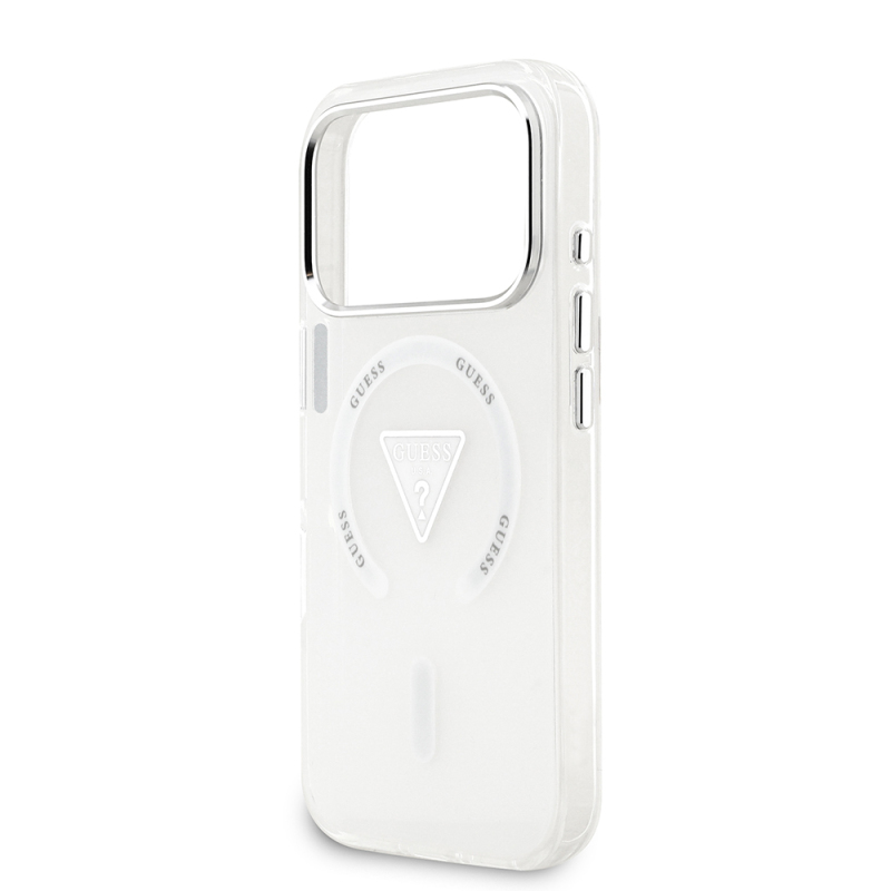 Apple iPhone 17 Pro Case Guess Original Licensed M-Safe Charging Feature IML Printed Triangle Logo Metal Camera Frame Cover - 14