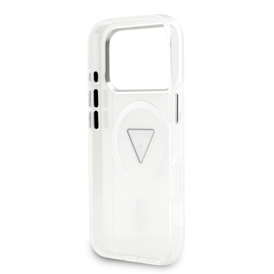 Apple iPhone 17 Pro Case Guess Original Licensed M-Safe Charging Feature IML Printed Triangle Logo Metal Camera Frame Cover - 15