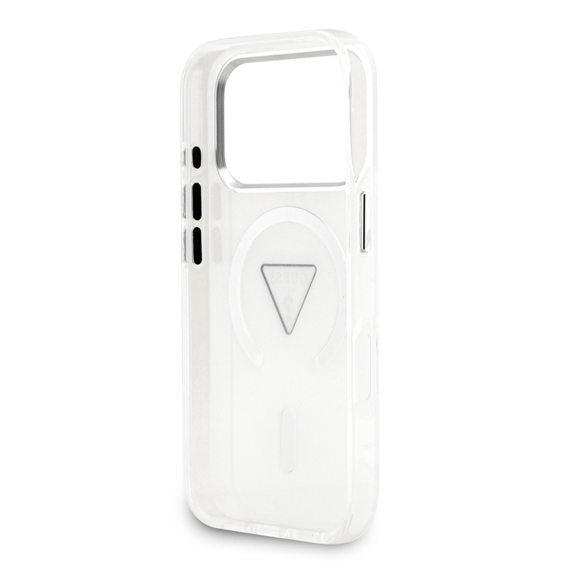 Apple iPhone 17 Pro Case Guess Original Licensed M-Safe Charging Feature IML Printed Triangle Logo Metal Camera Frame Cover - 15