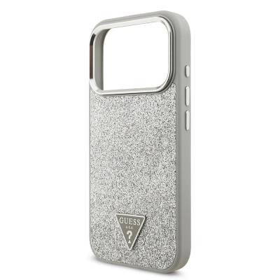 Apple iPhone 17 Pro Case Guess Original Licensed M-Safe Charging Feature Metal Camera Frame Triangle Logo Glitter Cover - 16