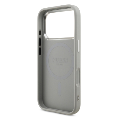 Apple iPhone 17 Pro Case Guess Original Licensed M-Safe Charging Feature Metal Camera Frame Triangle Logo Glitter Cover - 17