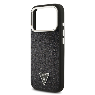 Apple iPhone 17 Pro Case Guess Original Licensed M-Safe Charging Feature Metal Camera Frame Triangle Logo Glitter Cover - 28