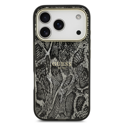 Apple iPhone 17 Pro Case Guess Original Licensed M-safe Charging Feature Text Logo Python Patterned Cover - 5