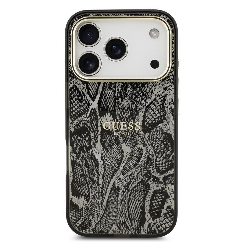 Apple iPhone 17 Pro Case Guess Original Licensed M-safe Charging Feature Text Logo Python Patterned Cover - 5