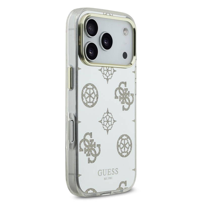 Apple iPhone 17 Pro Case Guess Original Licensed Metal Camera Frame Glitter Mirror Cover - 4