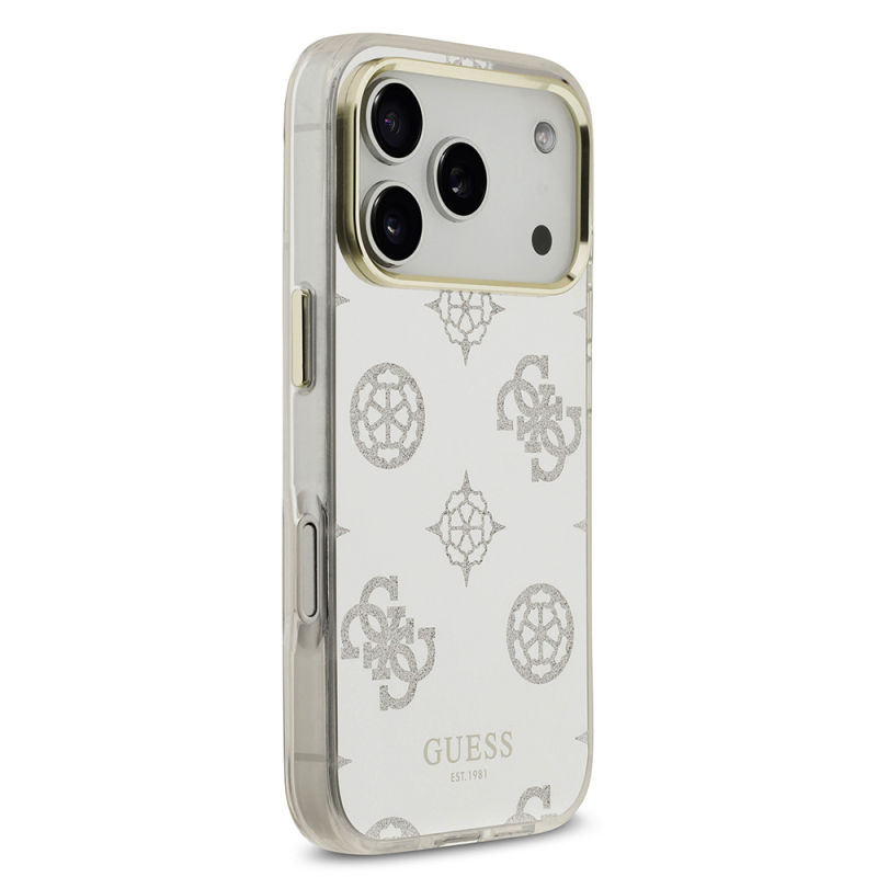 Apple iPhone 17 Pro Case Guess Original Licensed Metal Camera Frame Glitter Mirror Cover - 13