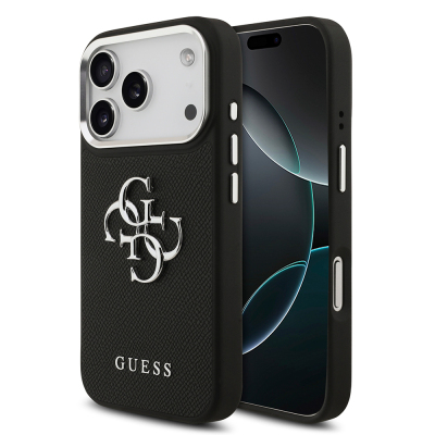 Apple iPhone 17 Pro Case Guess Original Licensed PU Leather 4G Large Metal Logo Design Cover - 1