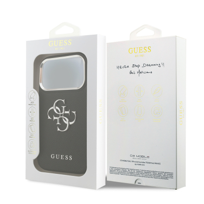 Apple iPhone 17 Pro Case Guess Original Licensed PU Leather 4G Large Metal Logo Design Cover - 9