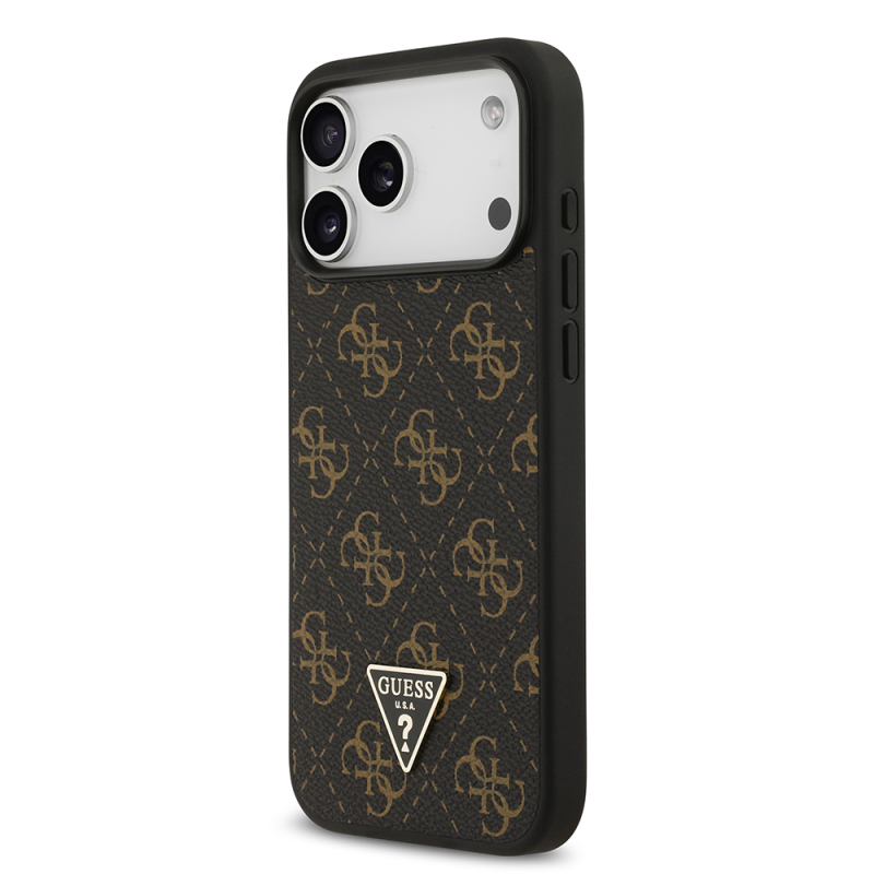 Apple iPhone 17 Pro Case Guess Original Licensed PU Leather 4G Patterned Triangle Logo Cover - 6
