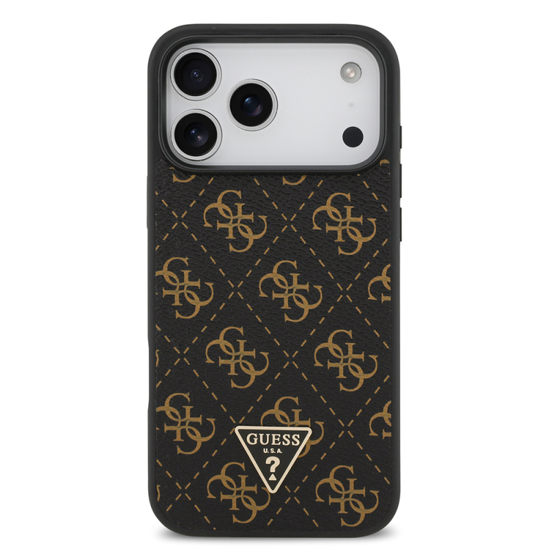 Apple iPhone 17 Pro Case Guess Original Licensed PU Leather 4G Patterned Triangle Logo Cover - 7