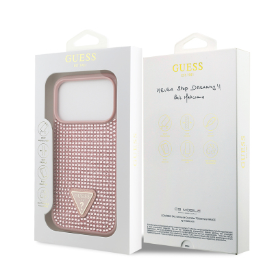 Apple iPhone 17 Pro Case Guess Original Licensed Stone Back Triangle Logo Cover - 12