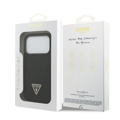 Apple iPhone 17 Pro Case Guess Original Licensed Stone Back Triangle Logo Cover - 26