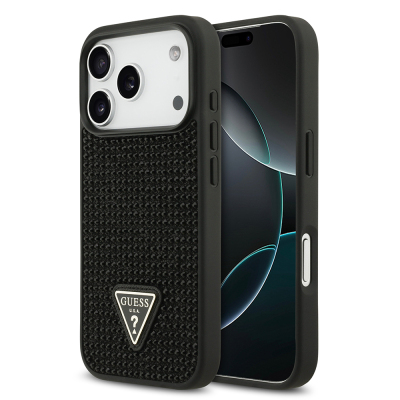 Apple iPhone 17 Pro Case Guess Original Licensed Stone Back Triangle Logo Cover - 4