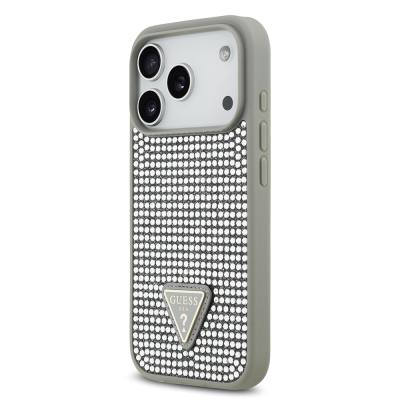 Apple iPhone 17 Pro Case Guess Original Licensed Stone Back Triangle Logo Cover - 27