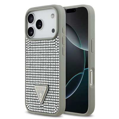 Apple iPhone 17 Pro Case Guess Original Licensed Stone Back Triangle Logo Cover - 5