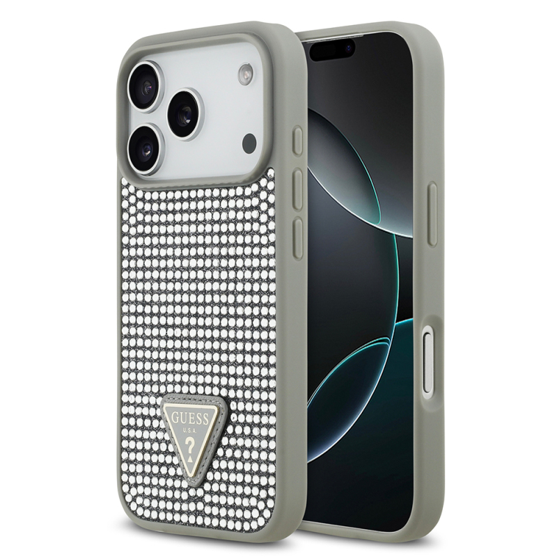 Apple iPhone 17 Pro Case Guess Original Licensed Stone Back Triangle Logo Cover - 5